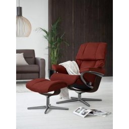 Stressless® Relaxsessel Reno (Set, Relaxsessel mit Hocker), mit Hocker, mit Cross Base, Größe S, M & L, Holzakzent Braun
