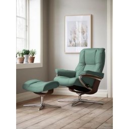Stressless® Relaxsessel Mayfair (Set, Relaxsessel mit Hocker), mit Hocker, mit Cross Base, Größe S, M & L, Holzakzent Braun