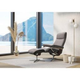 Stressless® Relaxsessel View (Set, Relaxsessel mit Hocker), mit Hocker, mit Cross Base, Größe S, M & L, Holzakzent Wenge