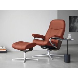 Stressless® Relaxsessel Consul (Set, Relaxsessel mit Hocker), mit Hocker, mit Cross Base, Größe S, M & L, Holzakzent Wenge