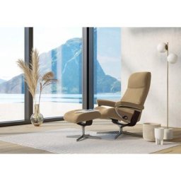 Stressless® Relaxsessel View (Set, Relaxsessel mit Hocker), mit Hocker, mit Cross Base, Größe S, M & L, Holzakzent Braun