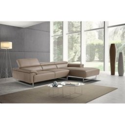 Egoitaliano Ecksofa Malika, mit Recamiere, inkl. Kopfteilverstellung und chromfarbenen Metallfüßen