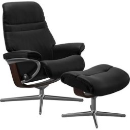 Stressless® Relaxsessel Sunrise (Set, Relaxsessel mit Hocker), mit Hocker, mit Cross Base, Größe S, M & L, Holzakzent Braun