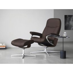 Stressless® Relaxsessel Consul (Set, Relaxsessel mit Hocker), mit Hocker, mit Cross Base, Größe S, M & L, Holzakzent Wenge