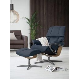 Stressless® Relaxsessel Reno (Set, Relaxsessel mit Hocker), mit Hocker, mit Cross Base, Größe S, M & L, Holzakzent Eiche