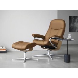 Stressless® Relaxsessel Consul (Set, Relaxsessel mit Hocker), mit Hocker, mit Cross Base, Größe S, M & L, Holzakzent Eiche