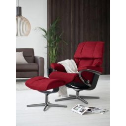 Stressless® Relaxsessel Reno (Set, Relaxsessel mit Hocker), mit Hocker, mit Cross Base, Größe S, M & L, Holzakzent Schwarz