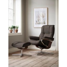 Stressless® Relaxsessel Mayfair (Set, Relaxsessel mit Hocker), mit Hocker, mit Cross Base, Größe S, M & L, Holzakzent Braun