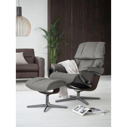 Stressless® Relaxsessel Reno (Set, Relaxsessel mit Hocker), mit Hocker, mit Cross Base, Größe S, M & L, Holzakzent Wenge