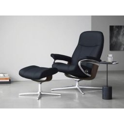 Stressless® Relaxsessel Consul (Set, Relaxsessel mit Hocker), mit Hocker, mit Cross Base, Größe S, M & L, Holzakzent Wenge