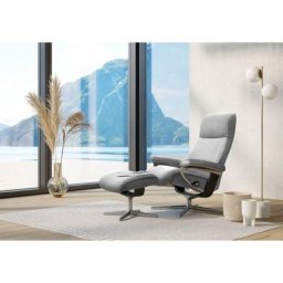 Stressless® Relaxsessel View (Set, Relaxsessel mit Hocker), mit Hocker, mit Cross Base, Größe S, M & L, Holzakzent Schwarz