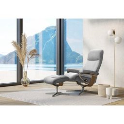 Stressless® Relaxsessel View (Set, Relaxsessel mit Hocker), mit Hocker, mit Cross Base, Größe S, M & L, Holzakzent Eiche