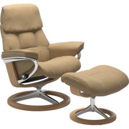 Stressless® Relaxsessel Ruby (Set, Relaxsessel mit Hocker), mit Signature Base, Größe L, Gestell Eiche, Wenge, Braun & Schwarz