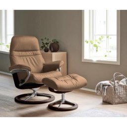 Stressless® Relaxsessel Sunrise (Set, Relaxsessel mit Hocker), mit Signature Base, Größe M, Gestell Braun
