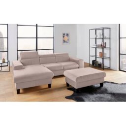 COTTA Polstergarnitur Morven, (Set), Set: bestehend aus Ecksofa und Hocker, Kopfteilverstellung