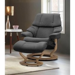 Stressless® Relaxsessel Reno (Set, Relaxsessel mit Hocker), mit Hocker, mit Classic Base, Größe S, M & L, Gestell Eiche