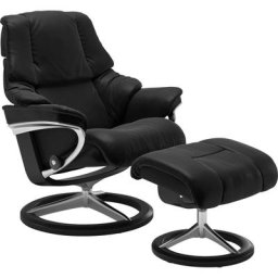 Stressless® Relaxsessel Reno (Set, Relaxsessel mit Hocker), mit Hocker, mit Signature Base, Größe S, M & L, Gestell Schwarz