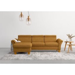 Home affaire Ecksofa, wahlweise mit Bett mit klappbaren Rollen, Kasten und Kopfverstellung