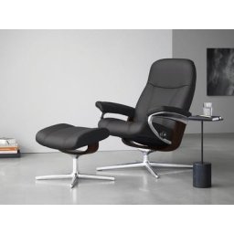 Stressless® Relaxsessel Consul (Set, Relaxsessel mit Hocker), mit Hocker, mit Cross Base, Größe S, M & L, Holzakzent Braun