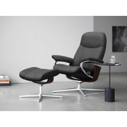 Stressless® Relaxsessel Consul (Set, Relaxsessel mit Hocker), mit Hocker, mit Cross Base, Größe S, M & L, Holzakzent Braun