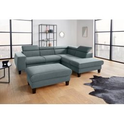 COTTA Polstergarnitur Morven, (Set), Set: bestehend aus Ecksofa und Hocker, Kopfteilverstellung