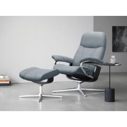 Stressless® Relaxsessel Consul (Set, Relaxsessel mit Hocker), mit Hocker, mit Cross Base, Größe S, M & L, Holzakzent Schwarz
