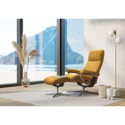 Stressless® Relaxsessel View (Set, Relaxsessel mit Hocker), mit Hocker, mit Cross Base, Größe S, M & L, Holzakzent Wenge