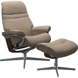 Stressless® Relaxsessel Sunrise (Set, Relaxsessel mit Hocker), mit Hocker, mit Cross Base, Größe S, M & L, Holzakzent Braun