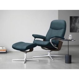 Stressless® Relaxsessel Consul (Set, Relaxsessel mit Hocker), mit Hocker, mit Cross Base, Größe S, M & L, Holzakzent Wenge