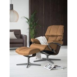 Stressless® Relaxsessel Reno (Set, Relaxsessel mit Hocker), mit Hocker, mit Cross Base, Größe S, M & L, Holzakzent Wenge