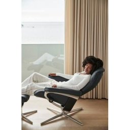 Stressless® Relaxsessel Mayfair (Set, Relaxsessel mit Hocker), mit Hocker, mit Cross Base, Größe S, M & L, Holzakzent Schwarz