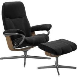 Stressless® Relaxsessel Consul (Set, Relaxsessel mit Hocker), mit Hocker, mit Cross Base, Größe S, M & L, Holzakzent Eiche