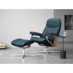 Stressless® Relaxsessel Consul (Set, Relaxsessel mit Hocker), mit Hocker, mit Cross Base, Größe S, M & L, Holzakzent Eiche