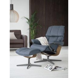 Stressless® Relaxsessel Reno (Set, Relaxsessel mit Hocker), mit Hocker, mit Cross Base, Größe S, M & L, Holzakzent Eiche