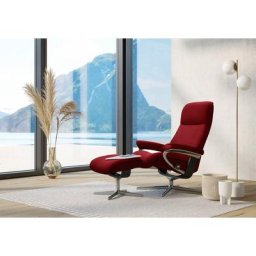 Stressless® Relaxsessel View (Set, Relaxsessel mit Hocker), mit Hocker, mit Cross Base, Größe S, M & L, Holzakzent Schwarz
