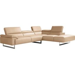 Egoitaliano Ecksofa Malika, mit Ottomane, inkl. Kopfteilverstellung und chromfarbenen Metallfüßen