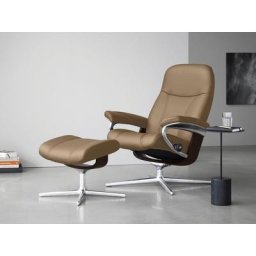 Stressless® Relaxsessel Consul (Set, Relaxsessel mit Hocker), mit Hocker, mit Cross Base, Größe S, M & L, Holzakzent Braun