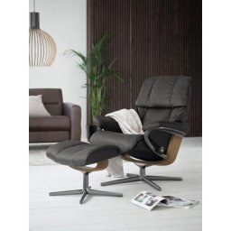 Stressless® Relaxsessel Reno (Set, Relaxsessel mit Hocker), mit Hocker, mit Cross Base, Größe S, M & L, Holzakzent Eiche