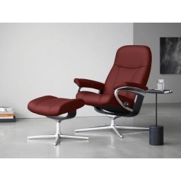 Stressless® Relaxsessel Consul (Set, Relaxsessel mit Hocker), mit Hocker, mit Cross Base, Größe S, M & L, Holzakzent Schwarz