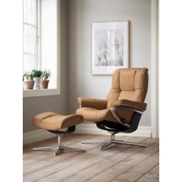 Stressless® Relaxsessel Mayfair (Set, Relaxsessel mit Hocker), mit Hocker, mit Cross Base, Größe S, M & L, Holzakzent Schwarz