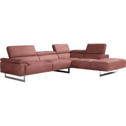 Egoitaliano Ecksofa Malika, mit Ottomane, inkl. Kopfteilverstellung und chromfarbenen Metallfüßen
