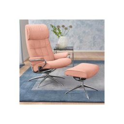 Stressless® Relaxsessel London (Set, Relaxsessel mit Hocker), mit Hocker, High Back, mit Star Base, Gestell Chrom