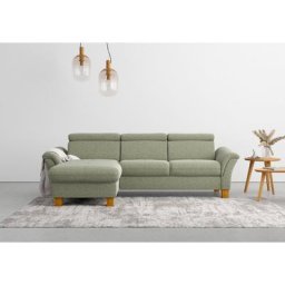 Home affaire Ecksofa, wahlweise mit Bett mit klappbaren Rollen, Kasten und Kopfverstellung