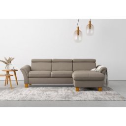 Home affaire Ecksofa, wahlweise mit Bett mit klappbaren Rollen, Kasten und Kopfverstellung