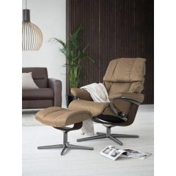 Stressless® Relaxsessel Reno (Set, Relaxsessel mit Hocker), mit Hocker, mit Cross Base, Größe S, M & L, Holzakzent Wenge
