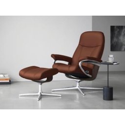 Stressless® Relaxsessel Consul (Set, Relaxsessel mit Hocker), mit Hocker, mit Cross Base, Größe S, M & L, Holzakzent Wenge