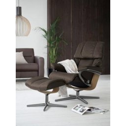 Stressless® Relaxsessel Reno (Set, Relaxsessel mit Hocker), mit Hocker, mit Cross Base, Größe S, M & L, Holzakzent Eiche
