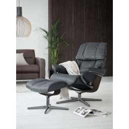 Stressless® Relaxsessel Reno (Set, Relaxsessel mit Hocker), mit Hocker, mit Cross Base, Größe S, M & L, Holzakzent Wenge