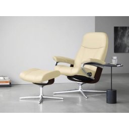 Stressless® Relaxsessel Consul (Set, Relaxsessel mit Hocker), mit Hocker, mit Cross Base, Größe S, M & L, Holzakzent Braun
