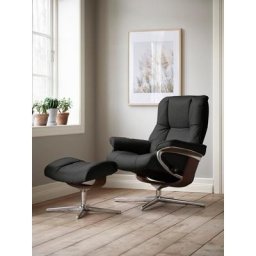 Stressless® Relaxsessel Mayfair (Set, Relaxsessel mit Hocker), mit Hocker, mit Cross Base, Größe S, M & L, Holzakzent Braun